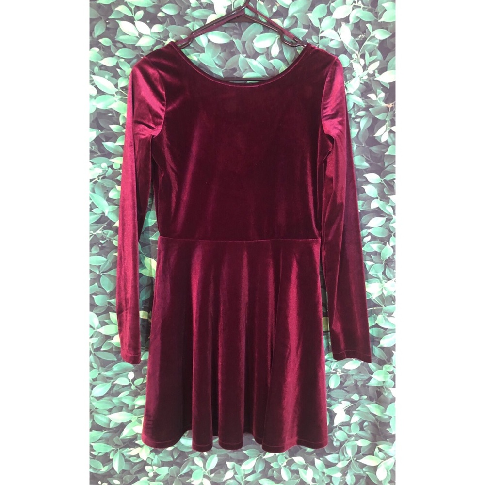 Bethany Mota Velvety Maroon Dress